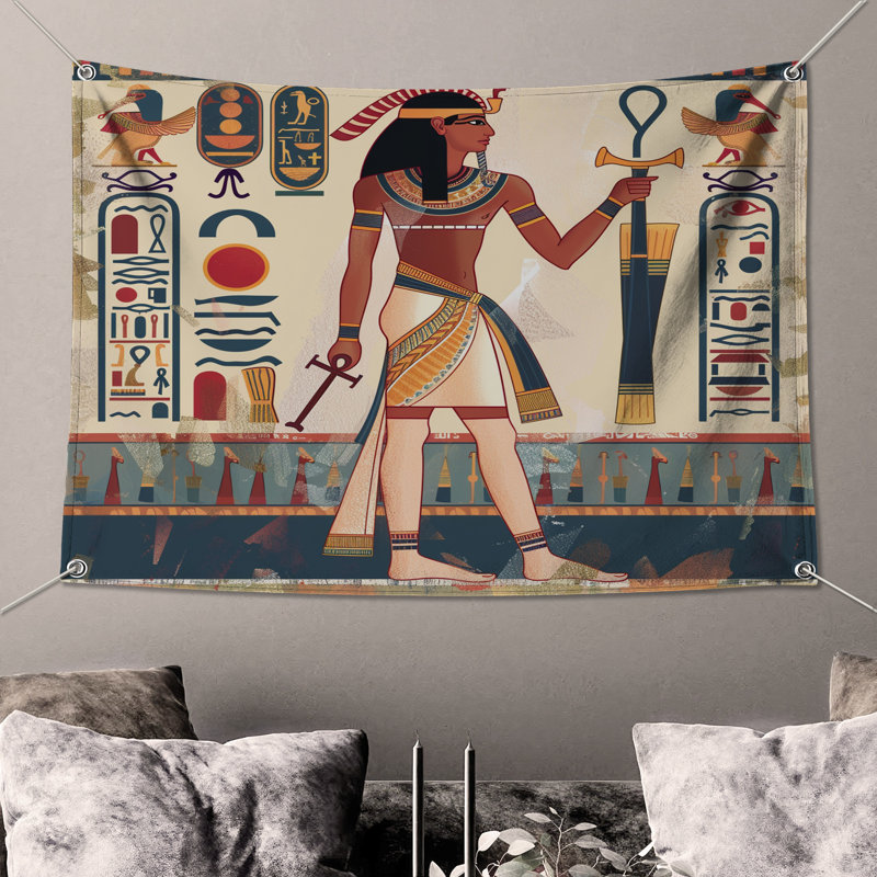 Tapisserie égyptienne, H 51 po x l 60 po avec 4 œillets