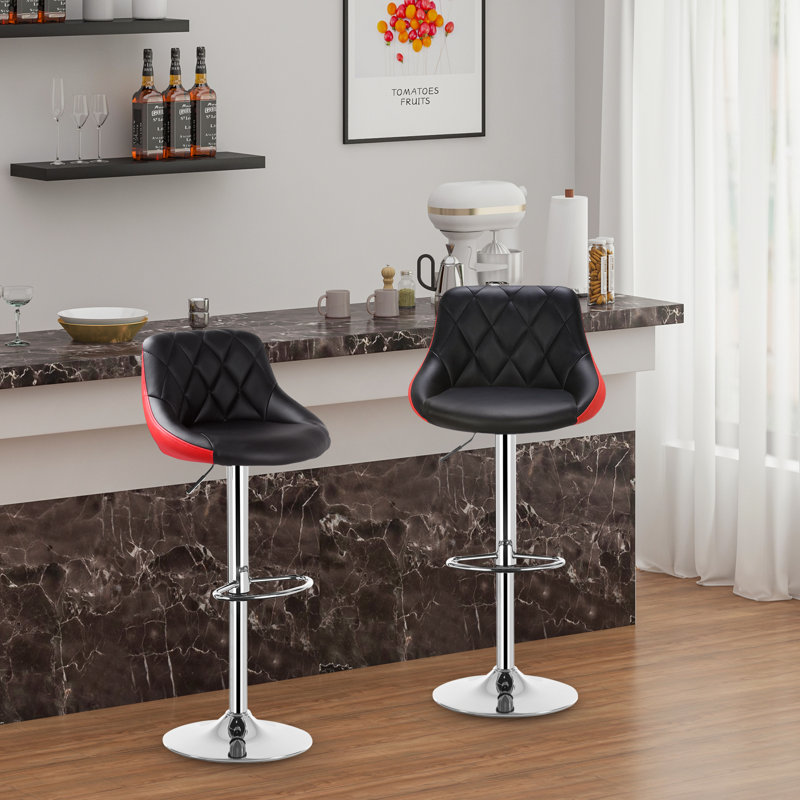 Dequay Swivel Bar Stool, Black/Red