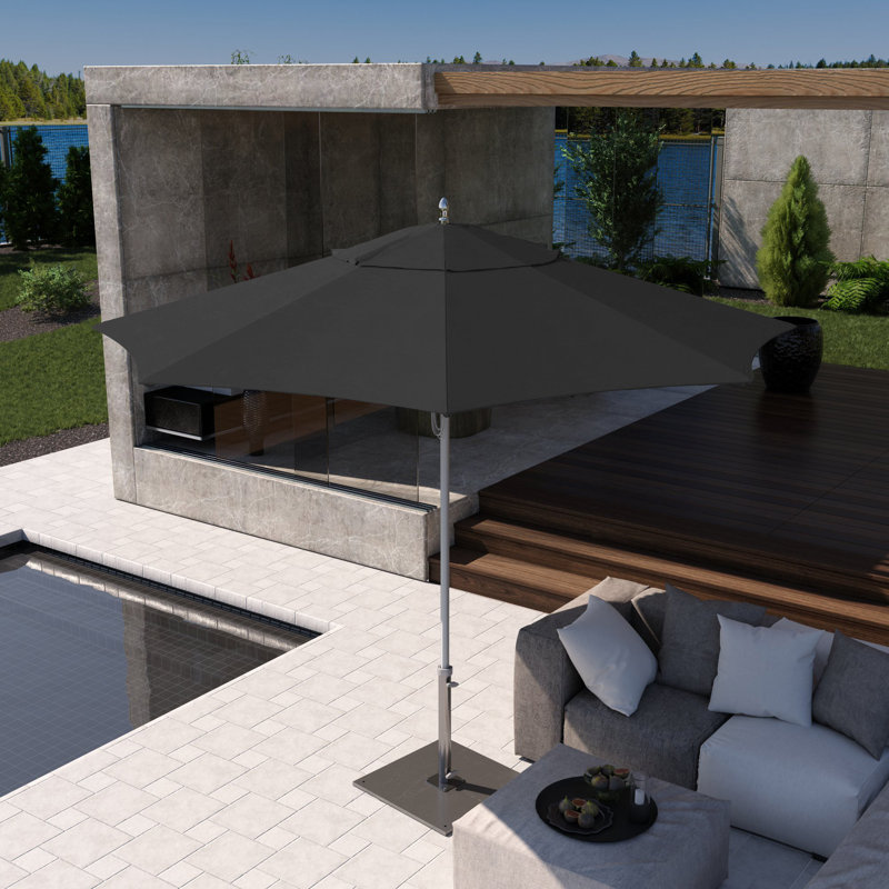 Parasol de marché 9 pi Caelo, Toile Sunbrella® noir
