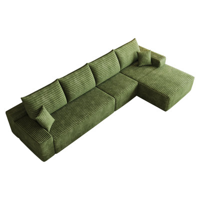 Compression Cloud Sectionals, 135 Inch Corduroy Modern L Shape Sofa For Home