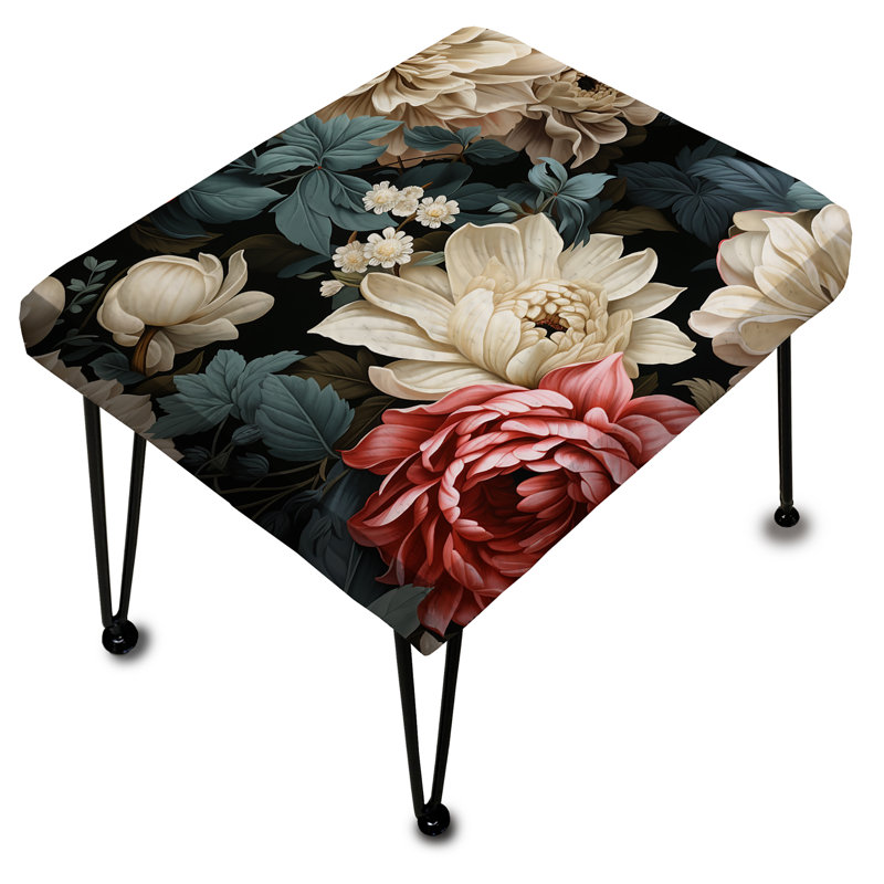 Symphonie blanche et rose des jardins de pétales - Repose-pieds rectangulaire floral