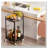 2-Tier Black Round Rolling Bar Cart With Handle And Wine Rack, Metal Serving Trolley For Home Kitchen Living Room