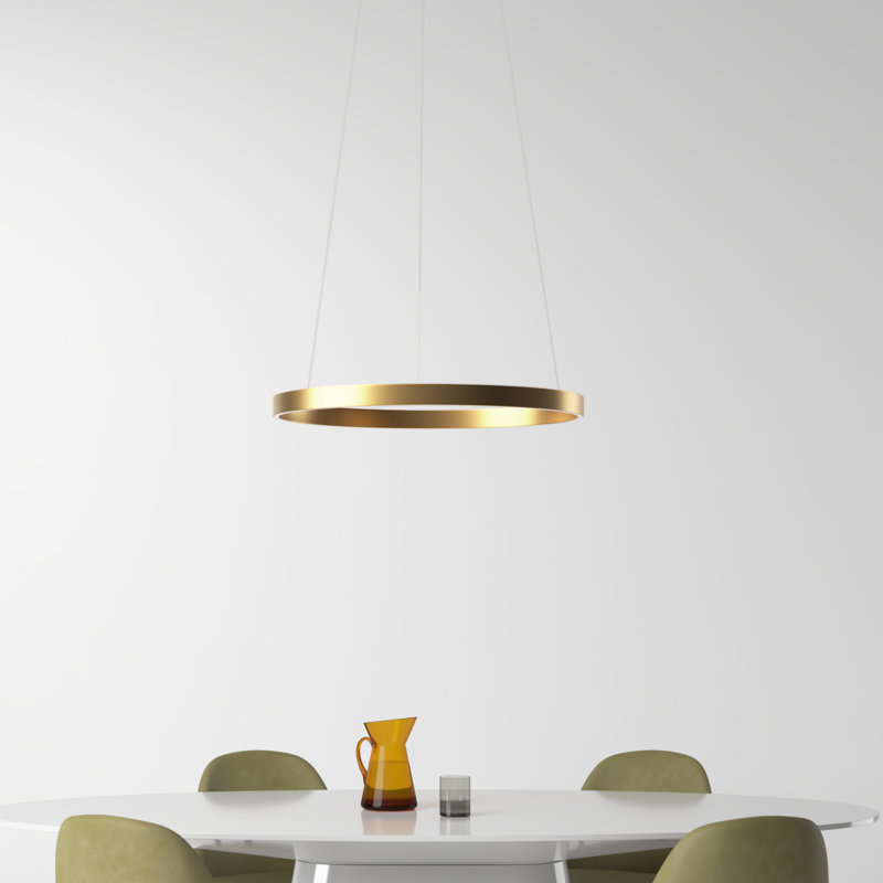 Mills 1 - Light LED Wagon Wheel Pendant, Gold, 1.25" H x 23.5" W x 23.5" D