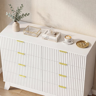 Fluted 8-Drawers Dresser For Bedroom,47''W Boho Storage Dresser & Chest