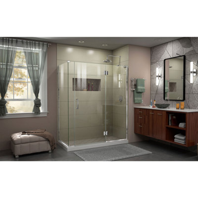 DreamLine Unidoor-X 57 1/2 inch W x 30 3/8 inch D x 72 inch H Frameless Hinged Shower Enclosure in Oil Rubbed Bronze