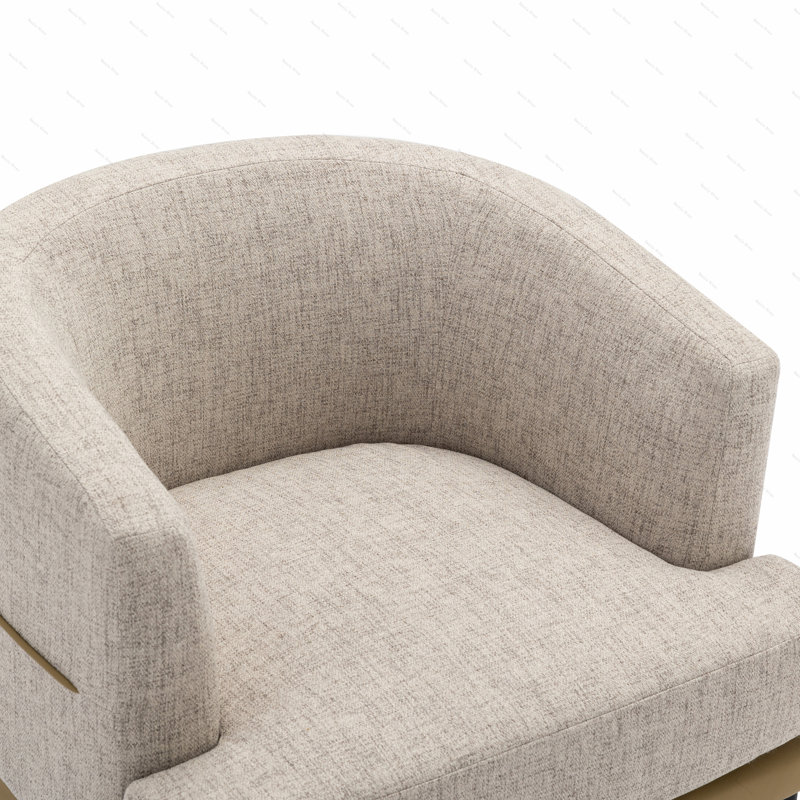 Jatori Upholstered Barrel Chair, Mustard/Gray Linen