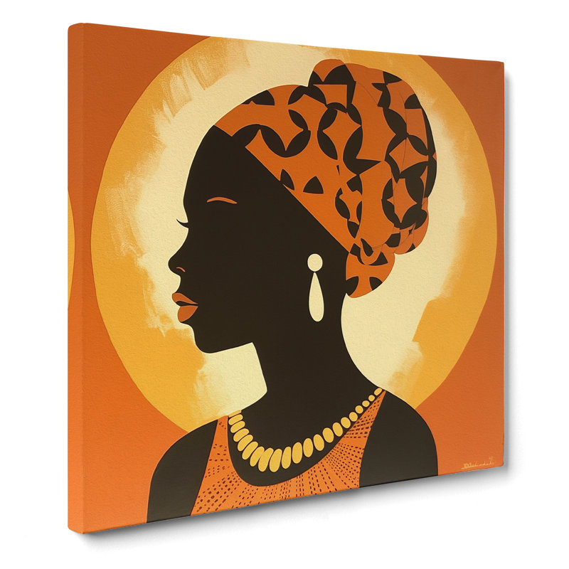 African Woman Mid-Century No.2 - Wrapped Canvas - Framed Print, 35cm H x 35cm W x 3cm D
