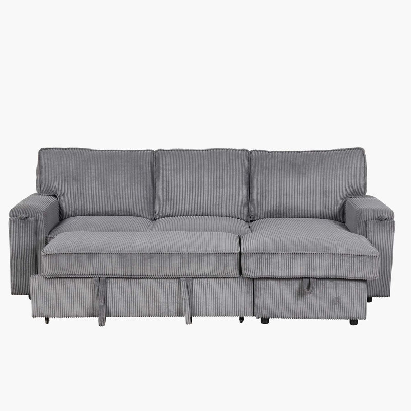 Canapé à accoudoirs carrés 96,1 po Kat, Polyester gris