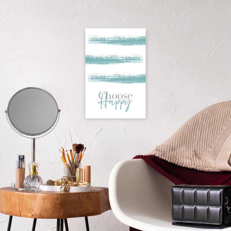 Choose Happy Script Minimalist Modern Abstract Wall Art Print, 18" H x 12" W