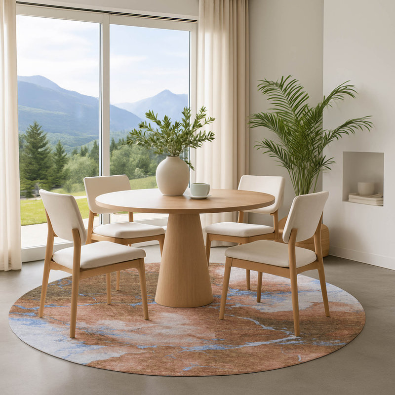 Premium Machine Washable Jacquez AMF1790 Abstract Rug, Round 8'