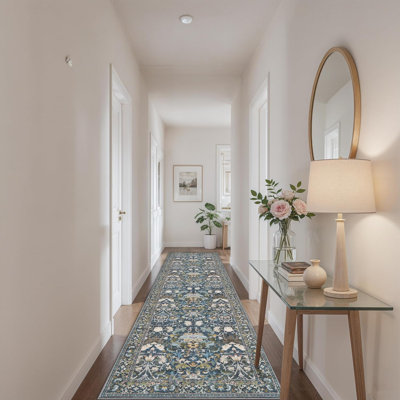 Tapis de couloir lavable: tapis de cuisine rétro avec envers antidérapant, tapis à faible épaisseur et résistant à l'eau pour le salon, tapis de sol doux pour la salle à manger, salle de bain