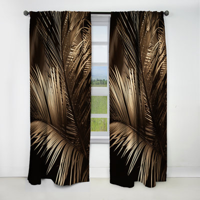 Sepia Serenity Palm Leaves I - Palm Trees Curtain - Blackout Floral Curtain - 1 Panels