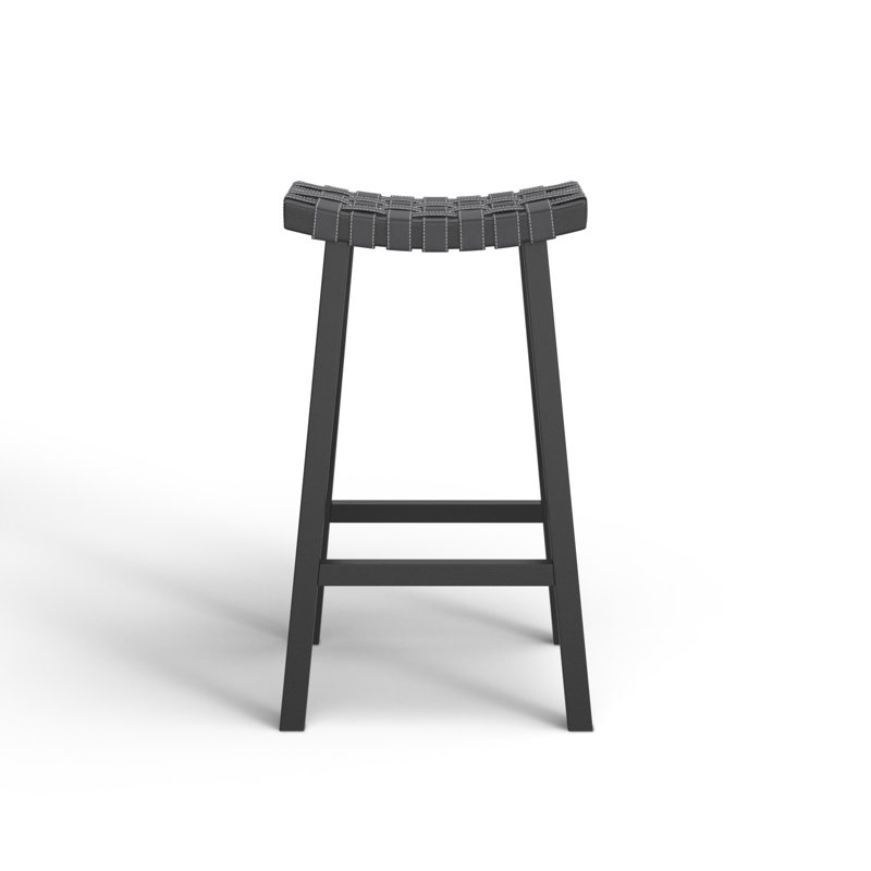 Markus Counter Stool with Solid Wood Frame, Black
