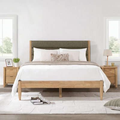 Nasia Solid Wood Boucle Upholstered Headboard Bed Frame