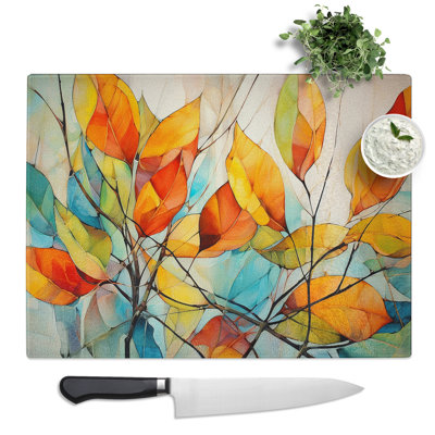 Leaf Abstract  Glass Chopping Board