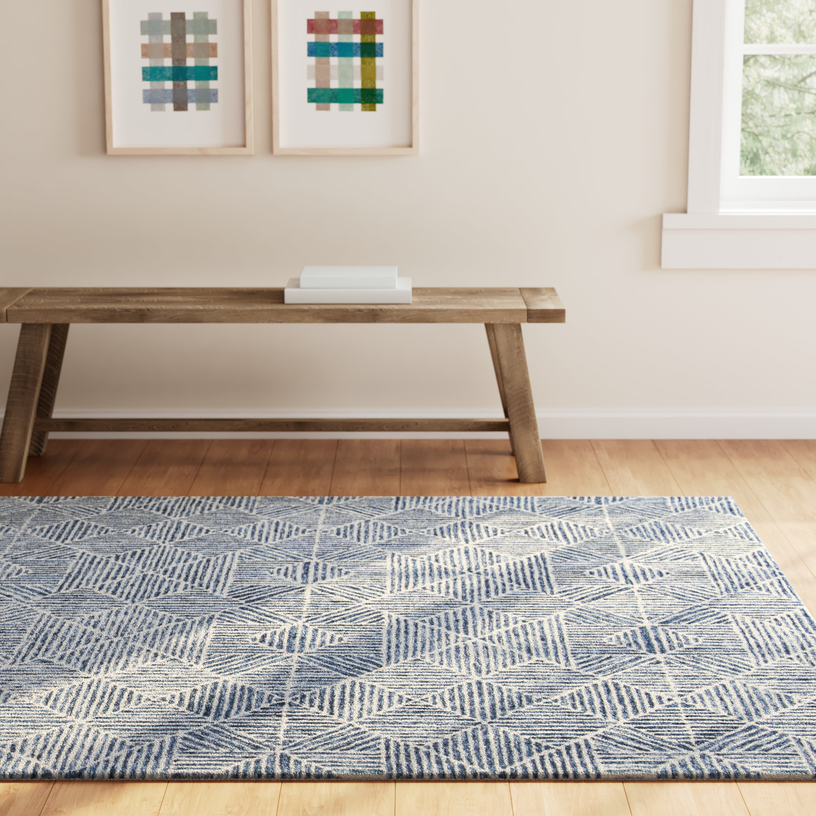Linsly Handmade Rug, Rectangle 6' x 9'