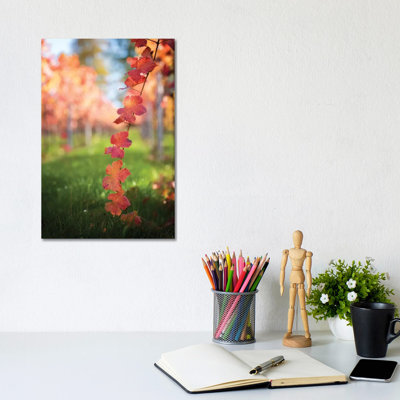 Red Vine Leaves 1 Piece Wrapped Canvas Wall Art