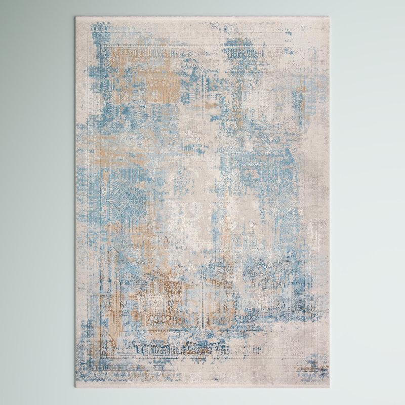 Tapis bleu / gris Whitten, Rectangle 7 pi 9 po x 11 pi