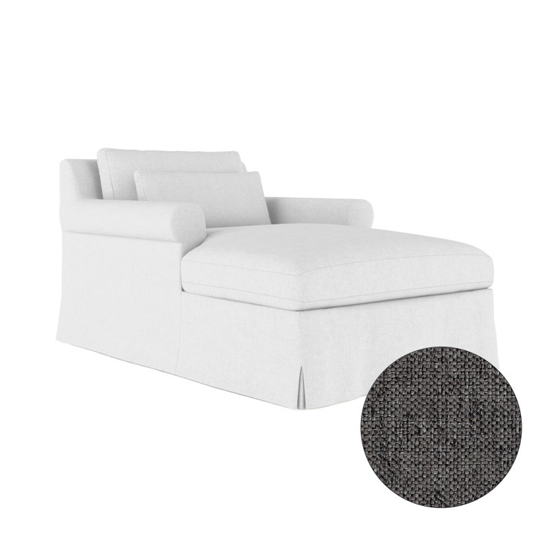 Ludlow Chaise Lounge, Plush Velvet Silver Streak, Weathered