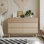 Commode 6 tiroirs en bois naturel - Surface rayée et tiroirs sans tirette