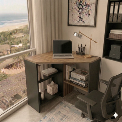 Alison 72Cm W Corner Computer Desk with Open Storage