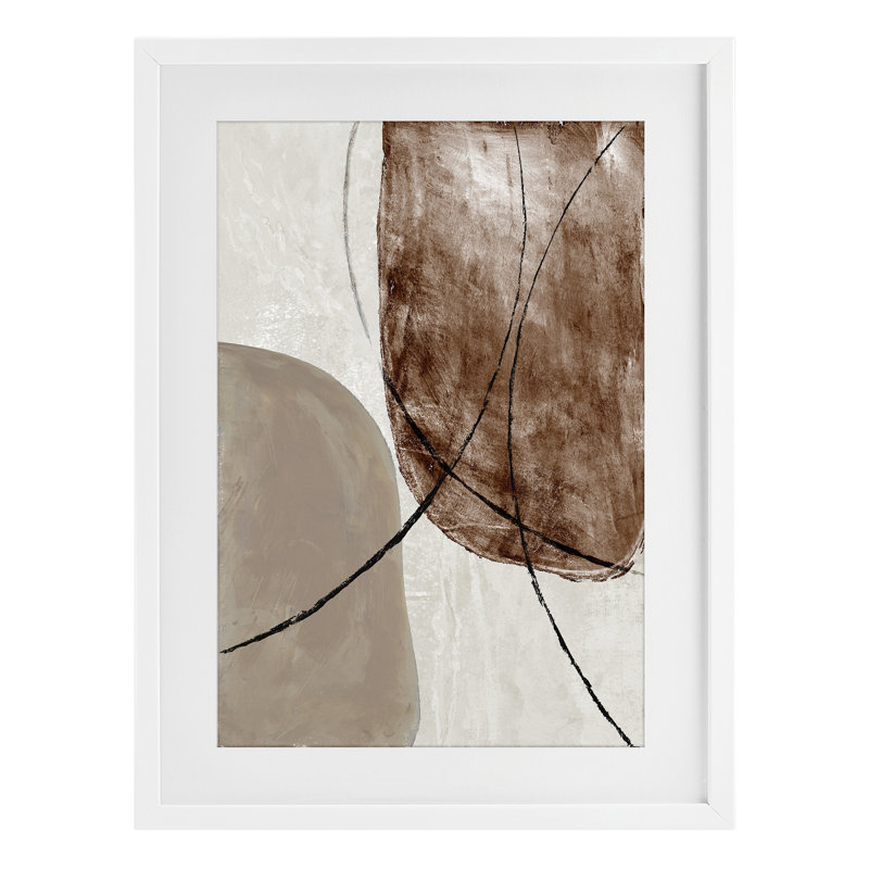 Taupe et brun, reproduction abstraite encadrée sous verre, conception de Merri Pattinian, H 20 po x l 14 po