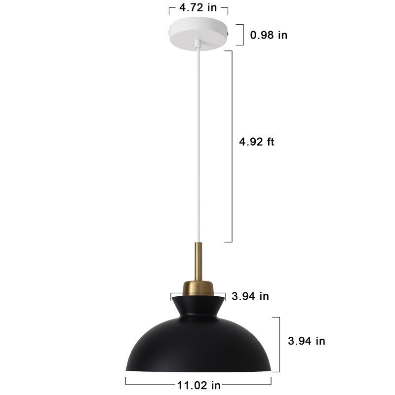 Luminaire suspendu simple à 1 lumière Gibran, Noir