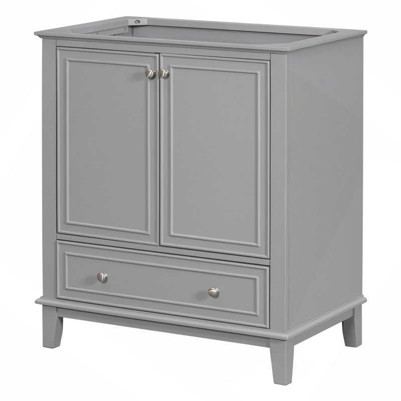 Meuble-lavabo 30 po sans lavabo, base seulement, armoire de salle de bain multifonctionnelle avec portes et tiroir, cadre solide et panneau de fibres à densité moyenne