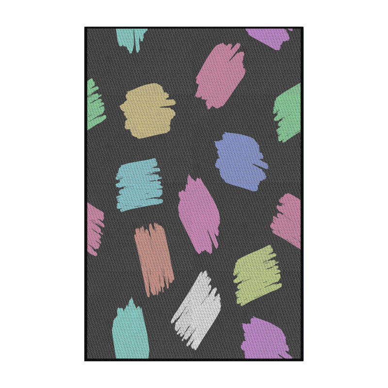 Tapis noir/rose à tisser électrique, Rectangle 5 pi x 7 pi