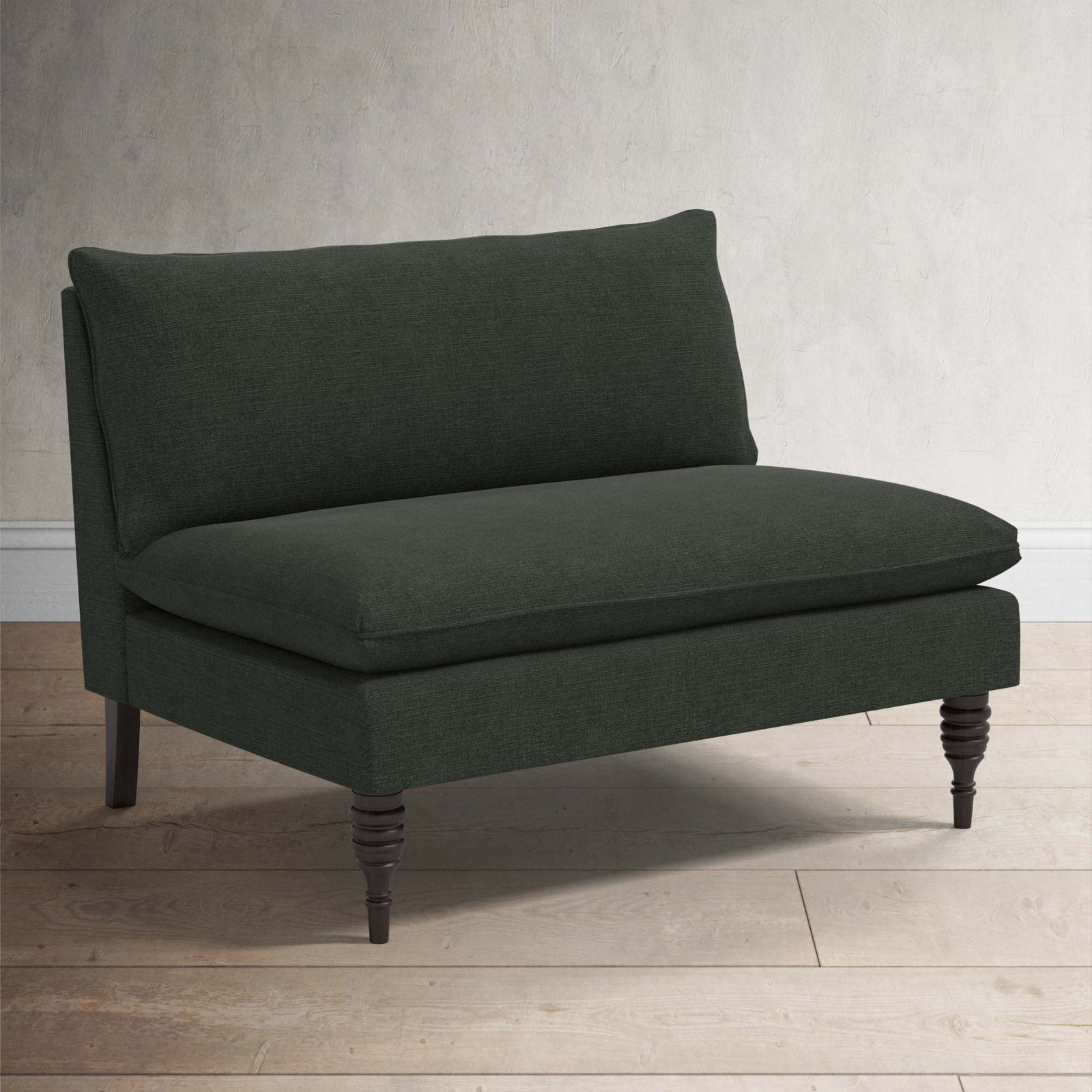 Varick 47'' Upholstered Settee, Classic Black Linen