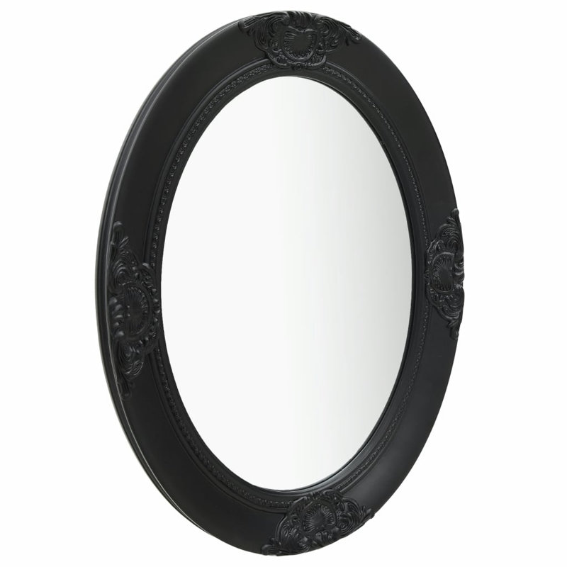 Cann Wood Oval Wall Mirror, 70cm H x 50cm W, Black