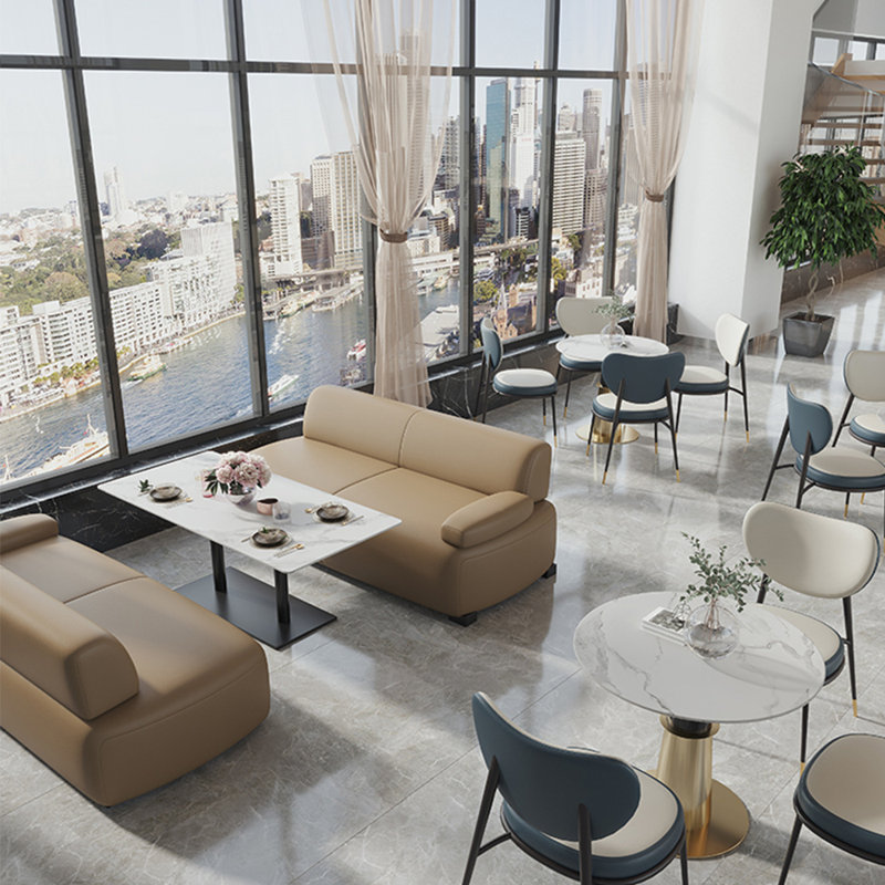 Banc rembourré en similicuir Light Luxury, Café