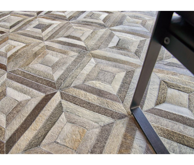 Natural Hide Cowhide Geometric Area Rug, Rectangle 9'6" x 13'6"