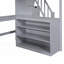 Lit mezzanine double avec bureau intégré en forme de L et tablettes de rangement à trois niveaux, gris (structure en pin massif pour plus de durabilité)-62737667