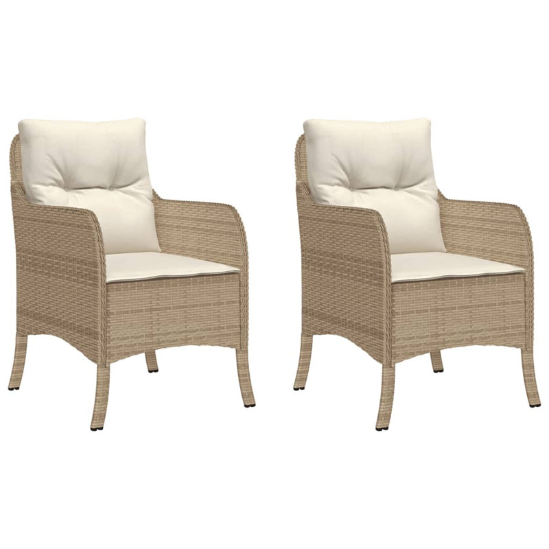 Chaises de patio avec coussins 2 pièces Lark Manor ™, Blanc, Beige