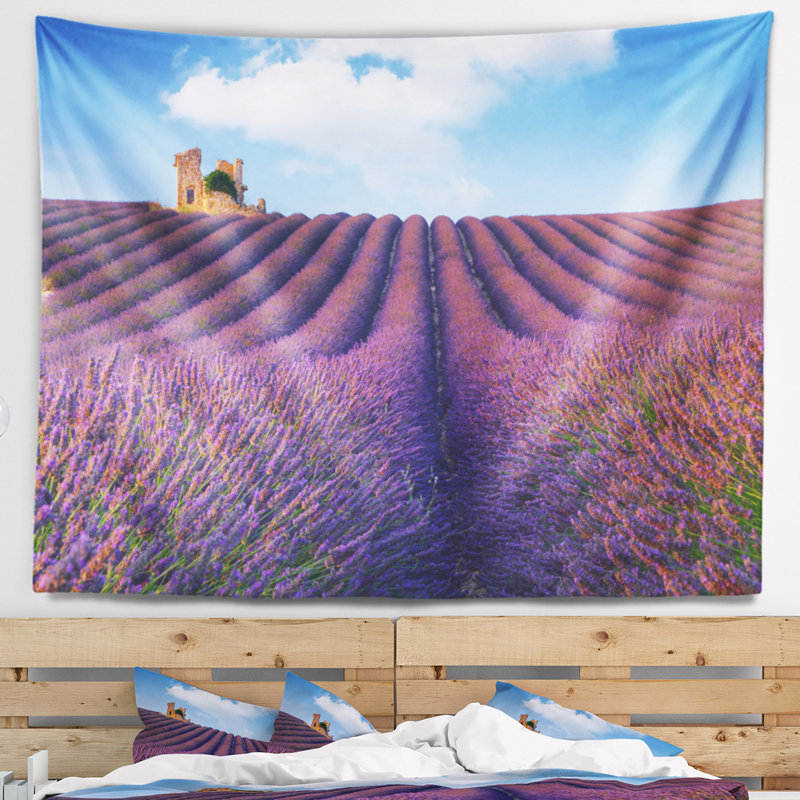 Tapisserie paysage mauve lavande, H 32 po x l 39 po
