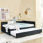 Lit de jour double avec canapé-lit capitonné capitonné, structure de canapé-lit avec dossier confortable et accoudoirs, velours, noir (79,5 po x 58 po x 25 po)