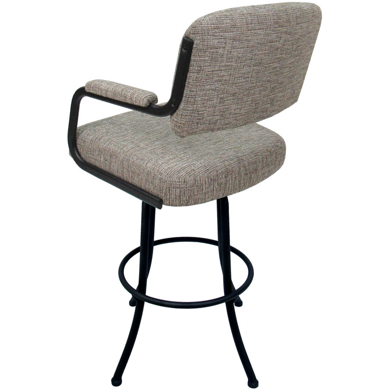 Harstad Swivel Upholstered Counter Stool with Metal Frame, Black