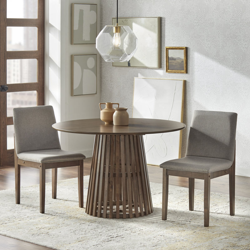 Parisi Pedestal Dining Set, 3 Pieces: 1 Table, 2 Chairs, Walnut