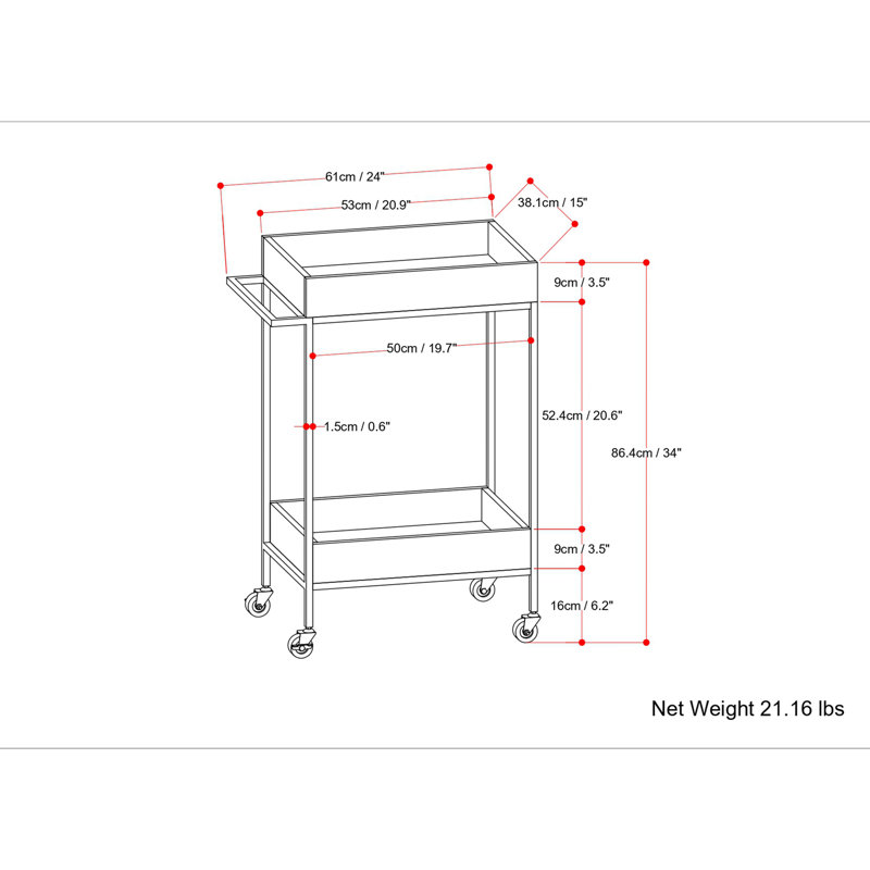 Chariot de bar Simons - 61 cm (24 po) - Naturel