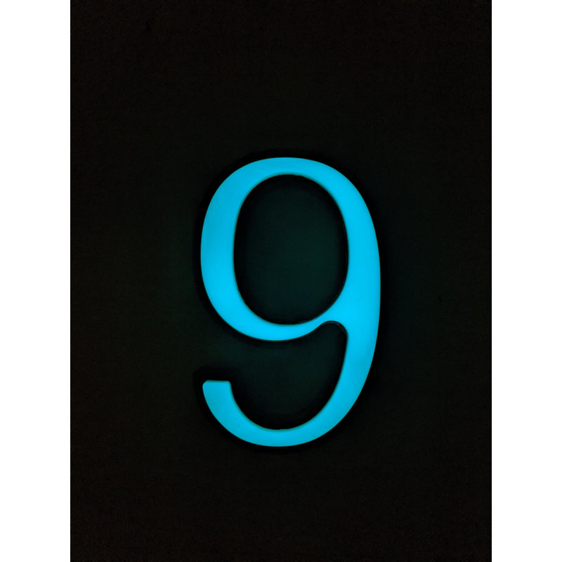 Numéro de maison à fixation en surface 6 po H, Turquoise, 9