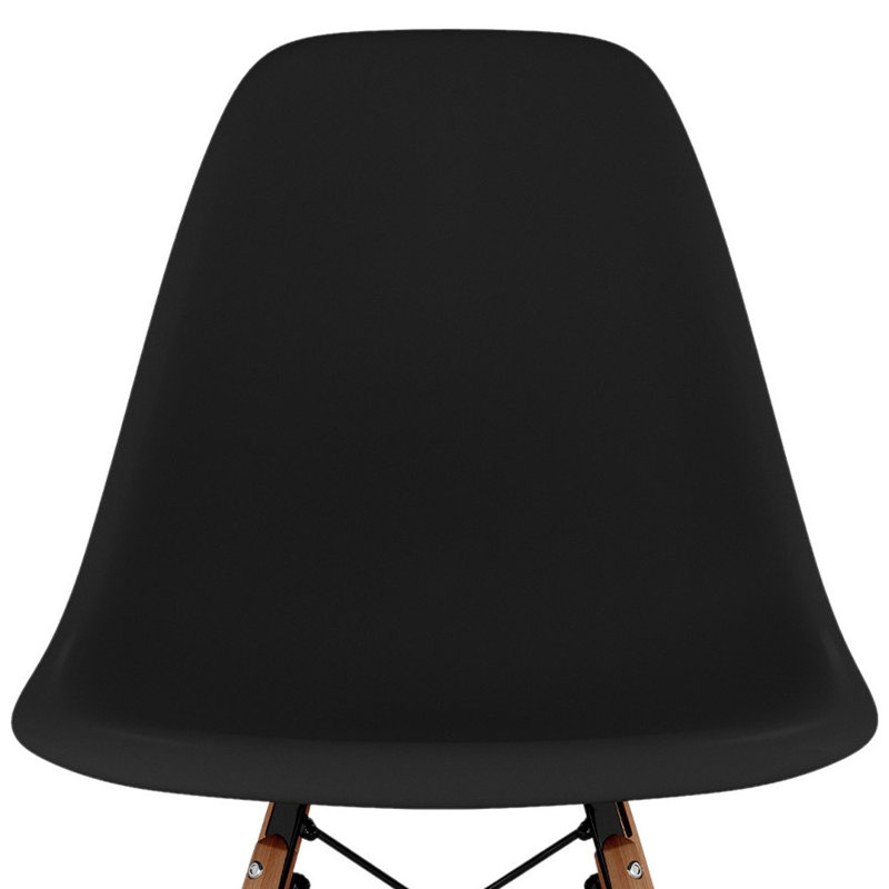 Chaise d'appoint noire et naturelle en plastique et bois, Noir