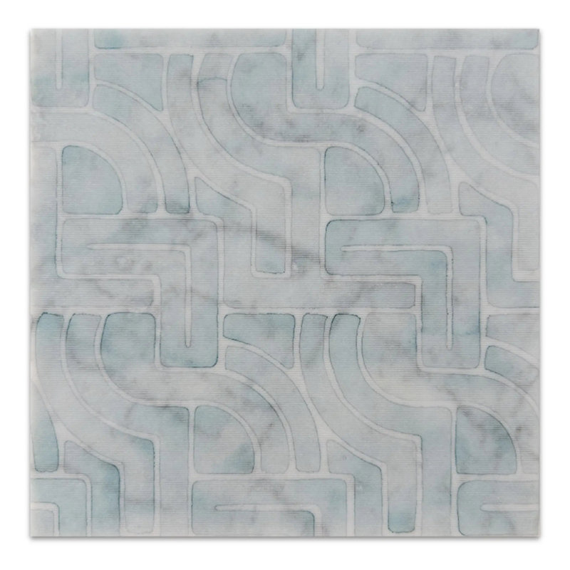 Carreau gravé au laser en marbre de Carrare bleu sarcelle Catacomb 6 po x 6 po