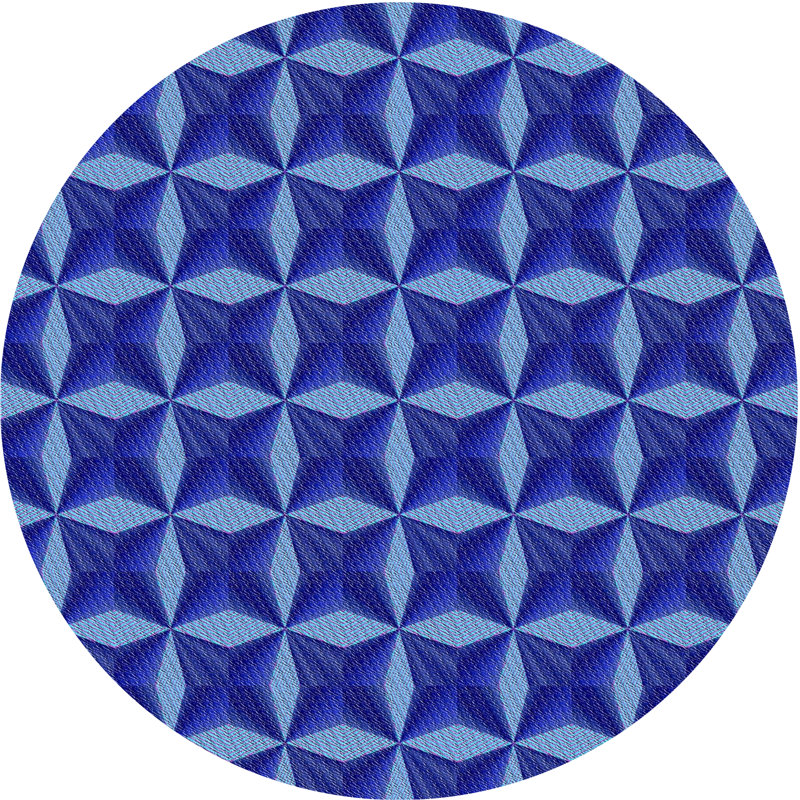 Tapis bleu tissé à la machine, Rond 7 pi