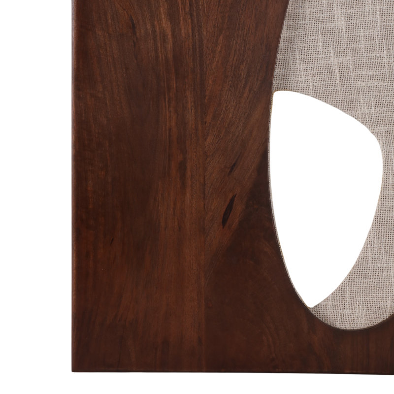 Canvas Art Fabric & Mango Wood Abstract Cutout Design Modern Casual Wall Decor For Living Room, Bedroom, Office, Or Hallway - 36" Brown, Ivory, Tan