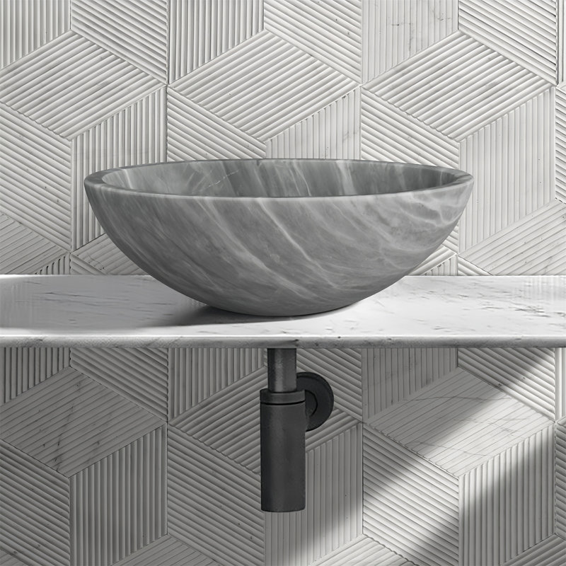 Carrara Gray Natural Marble Bathroom Vessel Sink, Gray