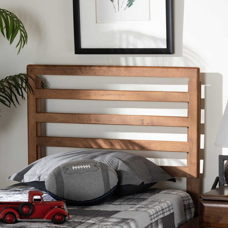 Ash Walnut Wood Twin Size Slatted Headboard