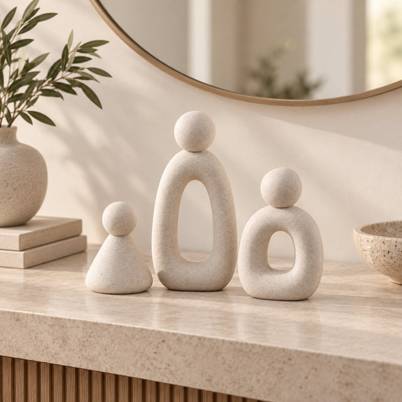 Ensemble de 3 figurines abstraites de famille