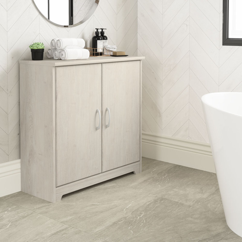 Cathren Bathroom Storage Cabinet, Linen White Oak