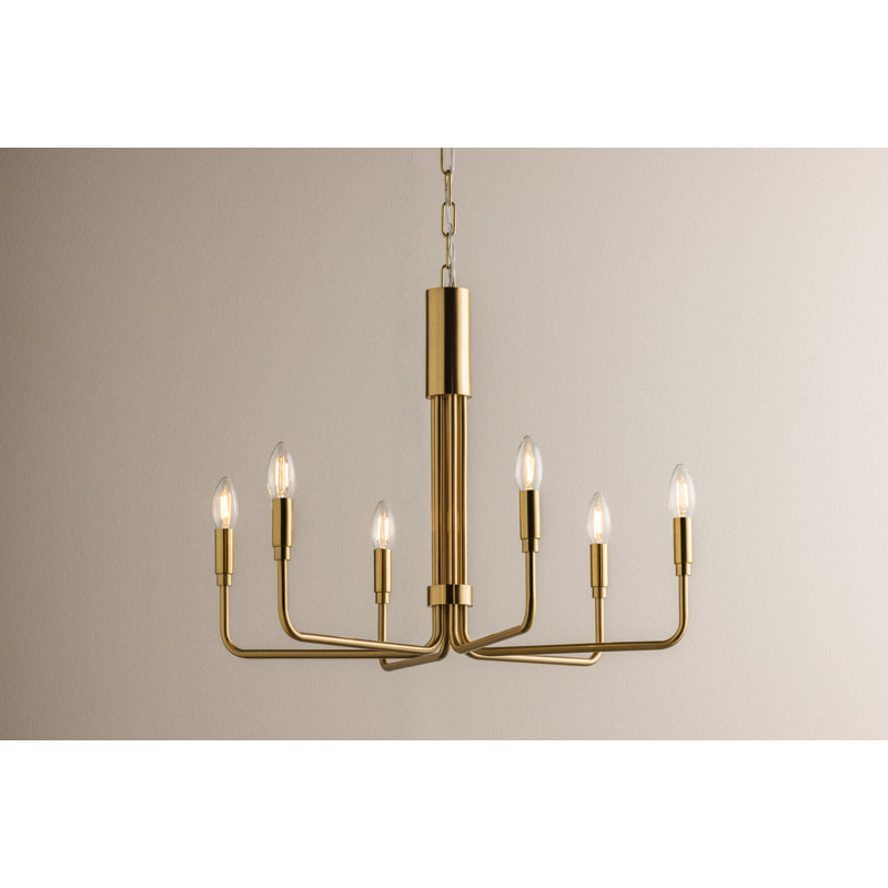 Lustre classique / traditionnel à 6 lumières de style bougie Brigitte, Laiton vieilli
